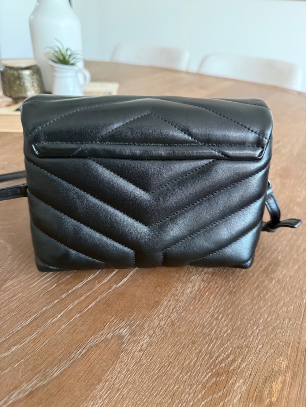 Saint Laurent Black Quilted Leather Crossbody with Tone-on-Tone YSL Logo - Picture 2 of 10